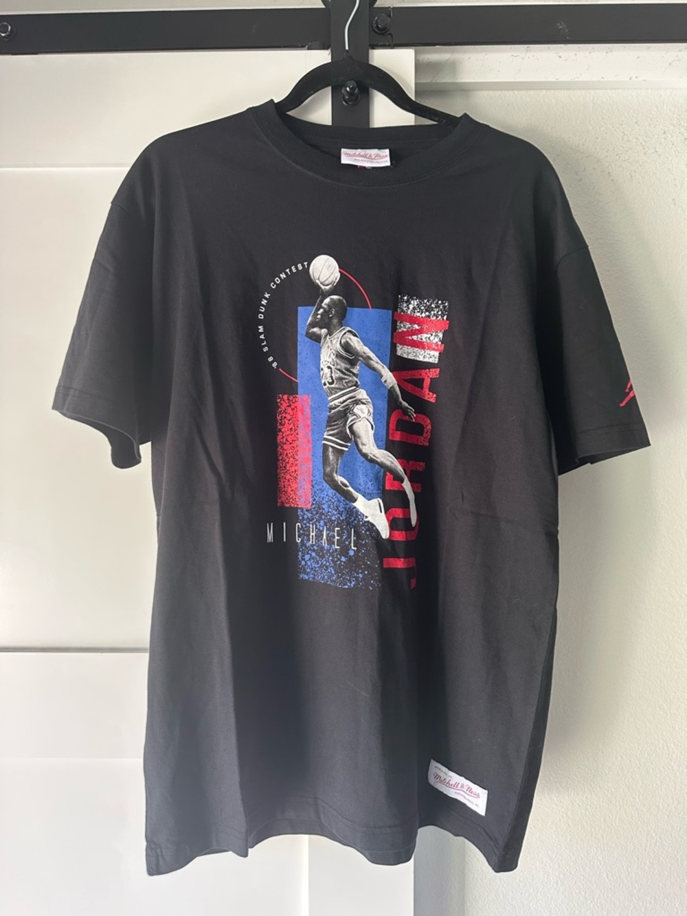 Mitchell & Ness Black Michael Jordan Graphic Tee with Red & Blue Accents